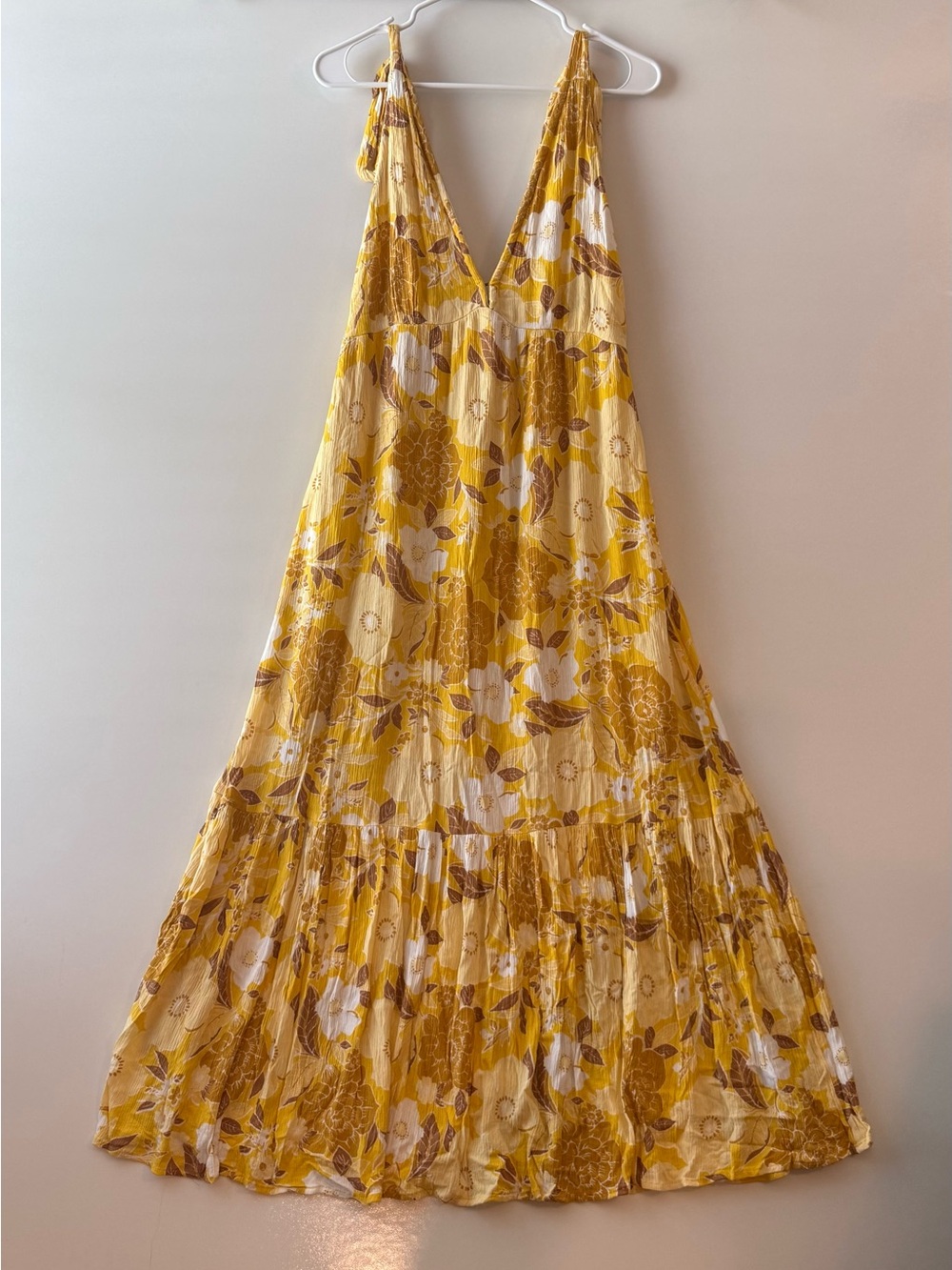Abercrombie & Fitch Yellow Floral Tiered Maxi Dress